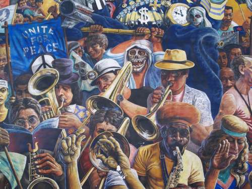 Jazz Mural Instruments Painting Wall Design