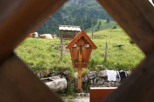 Jesus Cross Alm Alpine Mountains Kampenwand