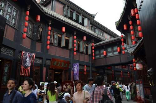 Jin-Li Old Street Red Lantern The Crowd Tourism