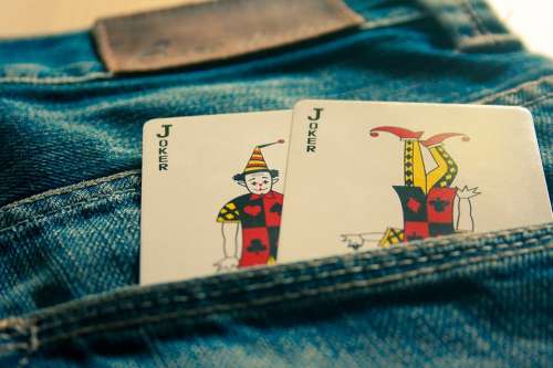 Joker Cards Jeans Blue Pocket Fashion Clothing