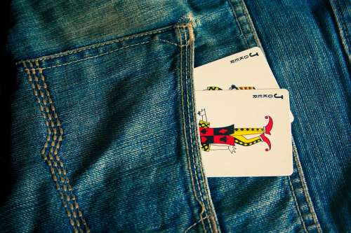 Joker Cards Jeans Blue Pocket Fashion Clothing