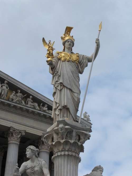 Justizia Vienna Austria Parliament Pillar Statue