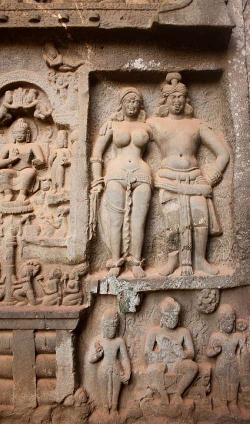 Karla Caves Figures Buddhism Caves Stone Carvings