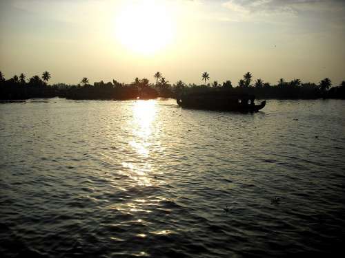 Kerala India Backwaters Water Sunrise Nature