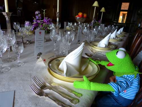 Kermit Frog Eat Table Covered Doll