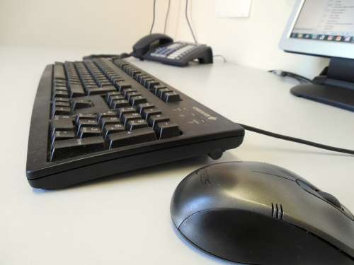 Keyboard Mouse Phone Desk Workplace Work Office