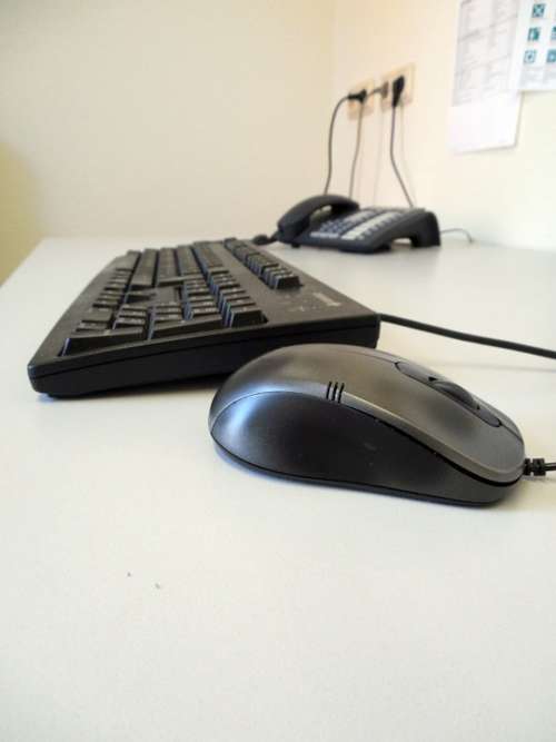 Keyboard Mouse Phone Desk Workplace Work Office