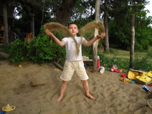 Kid Plays Sand Sandbox Little Boy Boy Little Kid