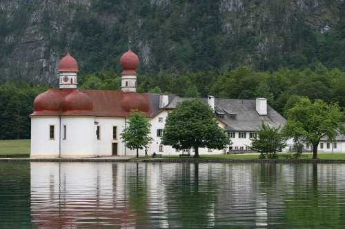 King Lake Berchtesgaden Island Saint Bartholomä