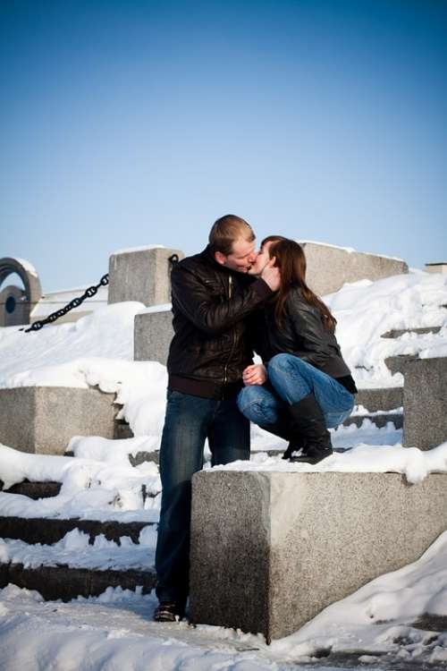 Kiss Winter February Happiness Love Mood