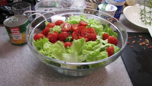 Kitchen Salad Tomatoes Eat Food Fresh Vegetables