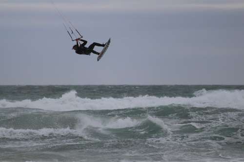 Kite Kiting Sport Take Off Wave Man Human Sporty