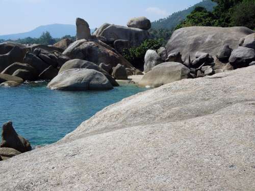 Koh Samui Thailand Asia Rock Coast Granite Blocks