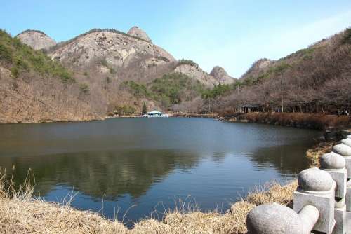 Korea Mountain Scenery Lake Landscape Natural