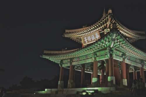 Korea Temple Asia Night Lights Sightseeing