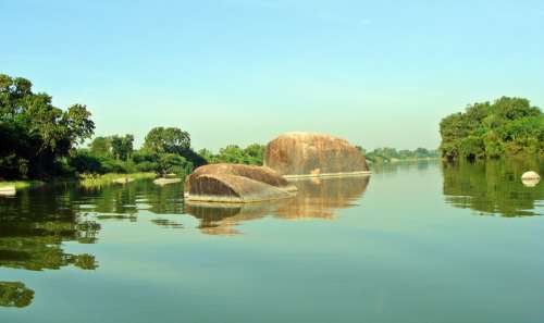 Krishna River Raichur Karnataka Rocky Outcrop