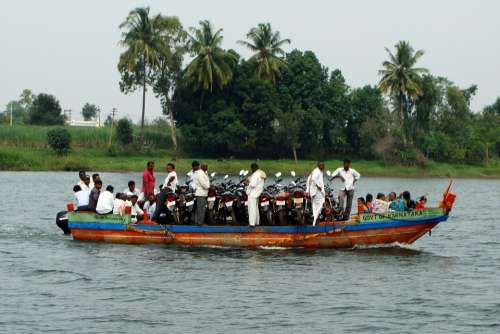 Krishna River Boat Island Bagalkot Karnataka India