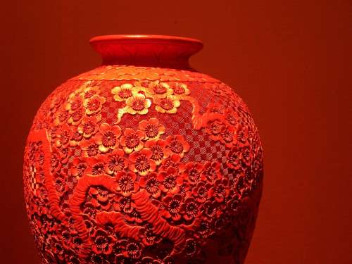 Lacquerware Vase Artwork Musuem Red Relic