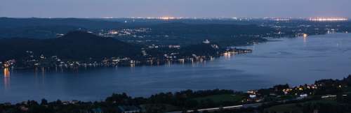 Lago Maggiore Lake Italy Night Lights