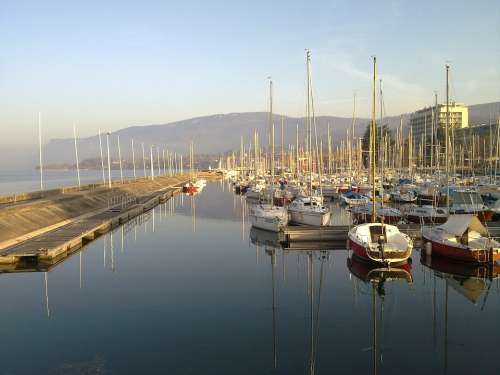 Lake Boat Port Sailboat Savoie Aix Water