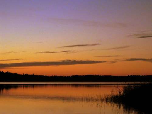 Lake Sweden Evening Abendstimmung Afterglow Nature