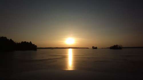 Lake Frozen Sunset