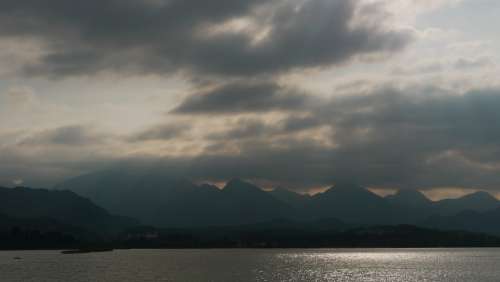 Lake Mountains Clouds Lake Forggensee Thunderstorm