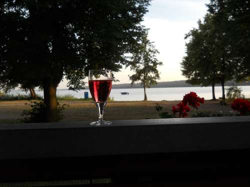 Lake Red Wine Abendstimmung Nature Water