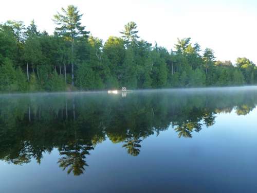 Lake Reflection Still Morning Mist