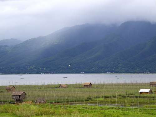 Lake Inle Burma Landscape On Stilts