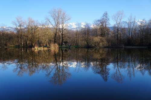 Lake Landscape Mirror Mountain Water Reflection
