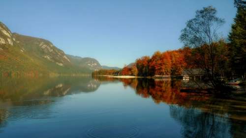 Lake Bohinj Slovenia Landscape Scenic Fall Autumn