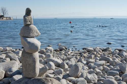 Lake Constance Water Beach Sculpture Stones
