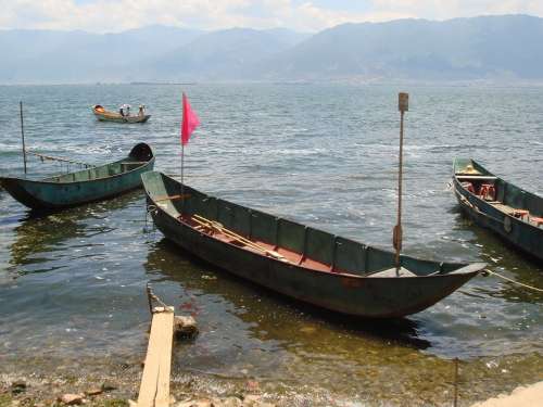 Lake Erhi Lake Skiff Boat Fishing Tranquil Water