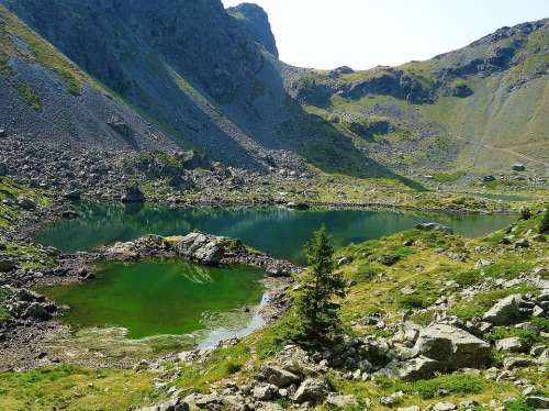 Lakes Mountain Summer Landscape Nature Alps