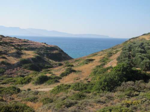 Landscape View Mediterranean Island Of Crete