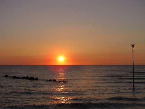 Landscape Sea Sand Wave Rock Sunset Sunshine