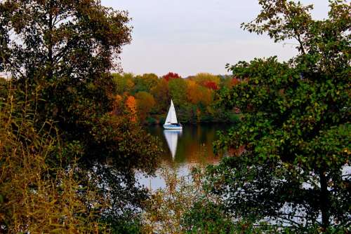 Landscape Autumn Water Boat Nature
