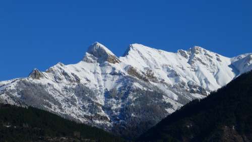 Landscape Mountain Alps Winter Snow