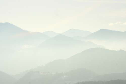 Landscape Mountains Sky Haze Fog