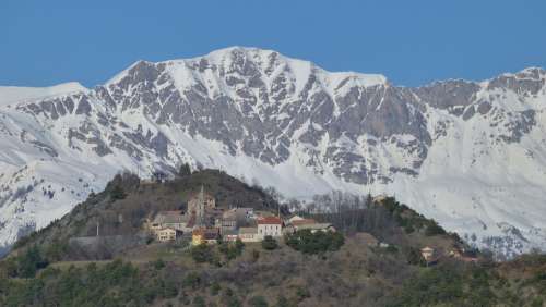 Landscape Mountain Village Hautes Alpes Panorama