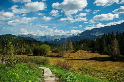 Landscape Riezlern Mountains Clouds Nature Vision