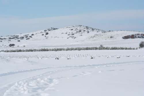 Landscape Castilla Snow Treads Plain Sky Blue