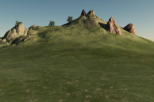 Landscape Hill Rocks Boulders Sky Grass Nature