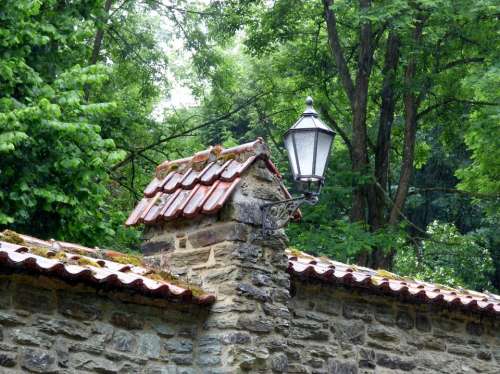 Lantern Abbey Wall Atmosphere Roof Tile Old Wall