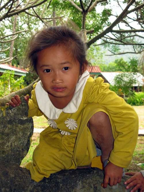 Laos Vang Vieng Child Laotian Girl Cute Children