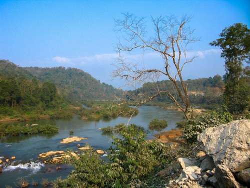 Laos Luang Prabang River Water Mountains