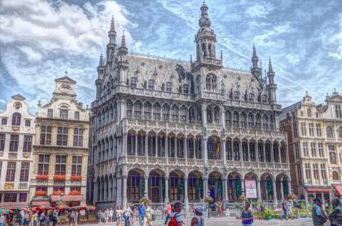 Large Market Brussels City Belgium Historic Center