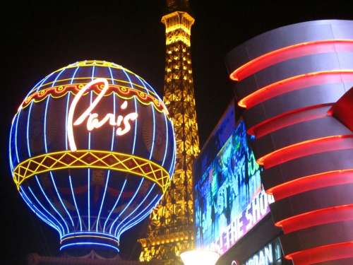 Las Vegas Paris Eiffel Night Vegas Casino Neon