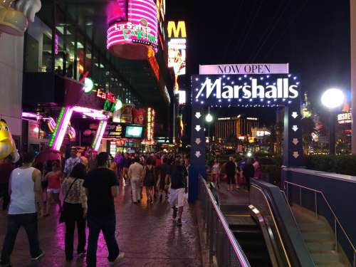 Las Vegas Strip Nevada Night Crowd People America